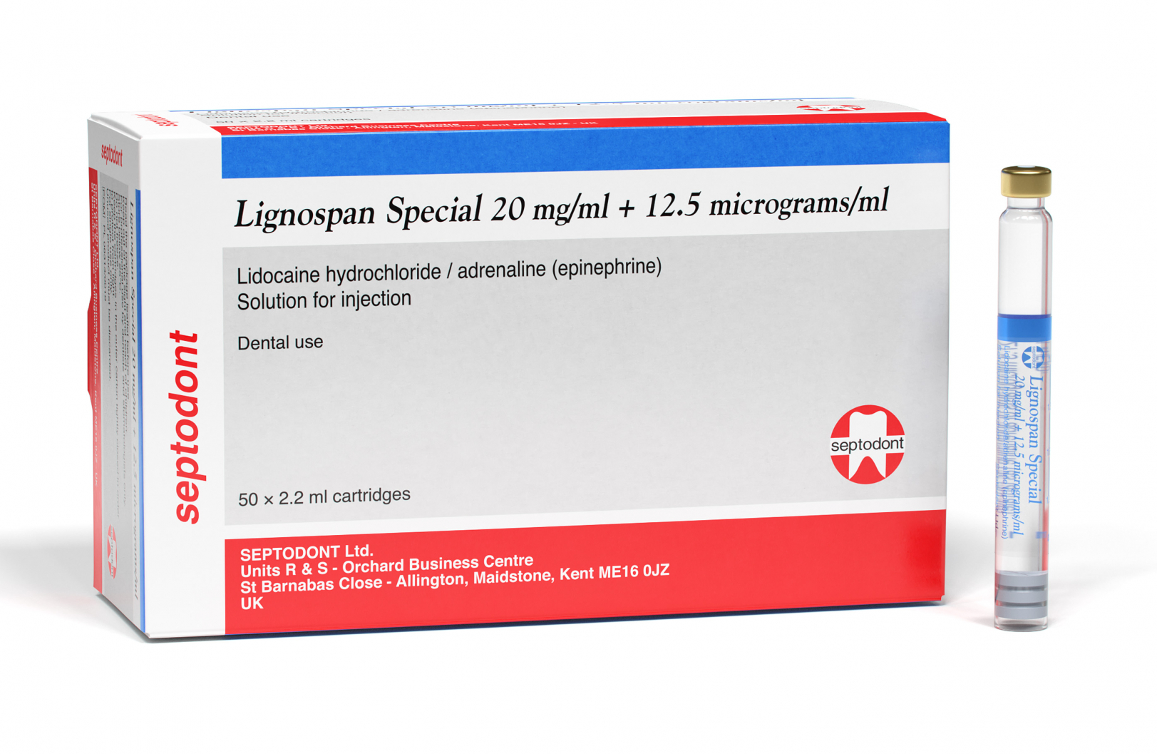 Picture of Lignospan 20mg+12.5ug 2.2ml Cart (50 x2.2ml)