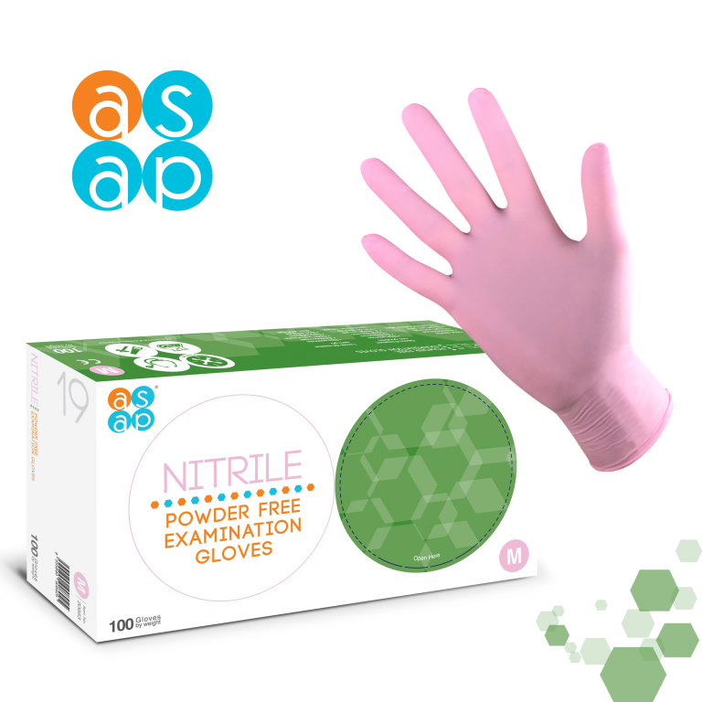 Picture of ASAP Nitrile Powder Free Gloves Pink Medium