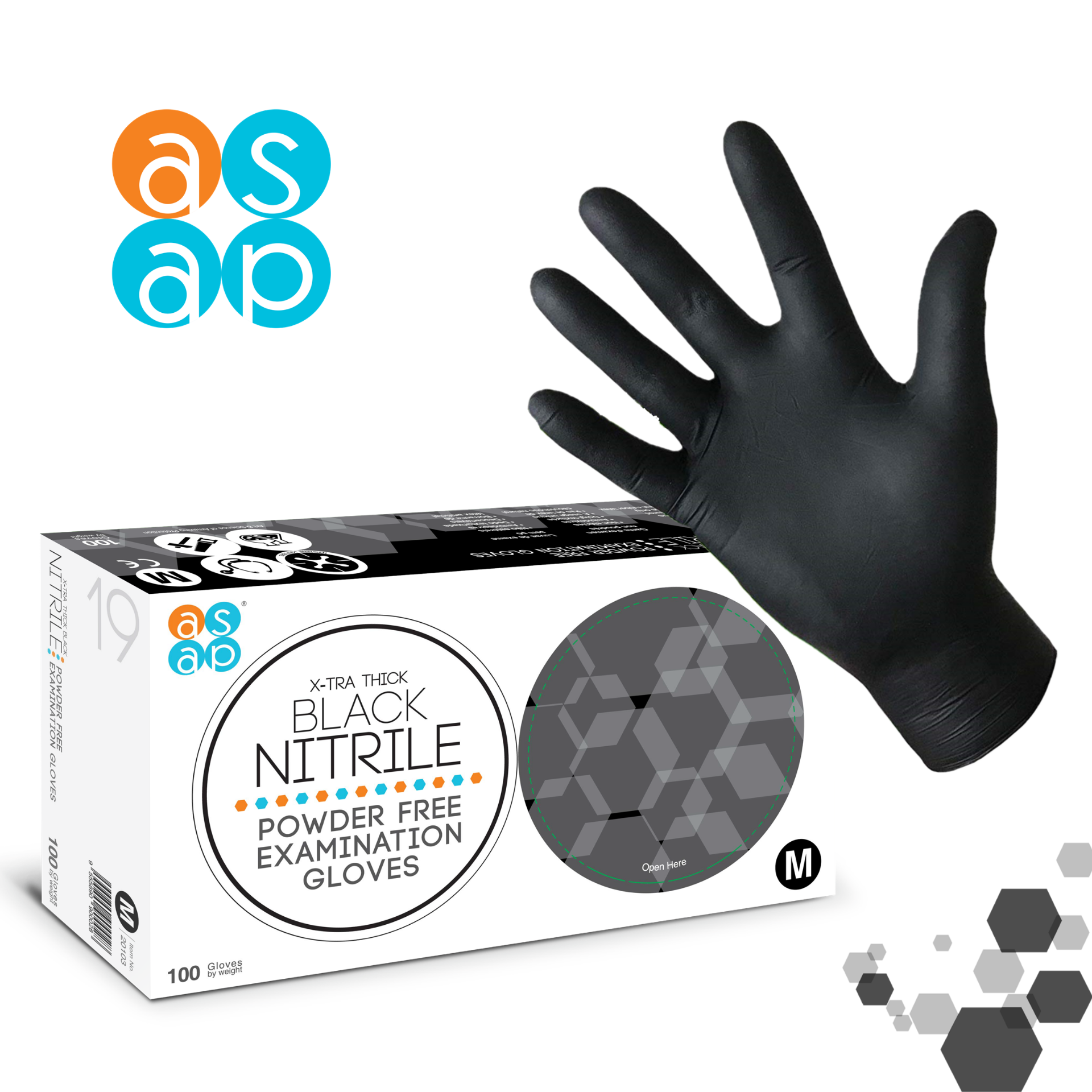 Picture of ASAP Nitrile Powder Free Gloves Black Medium