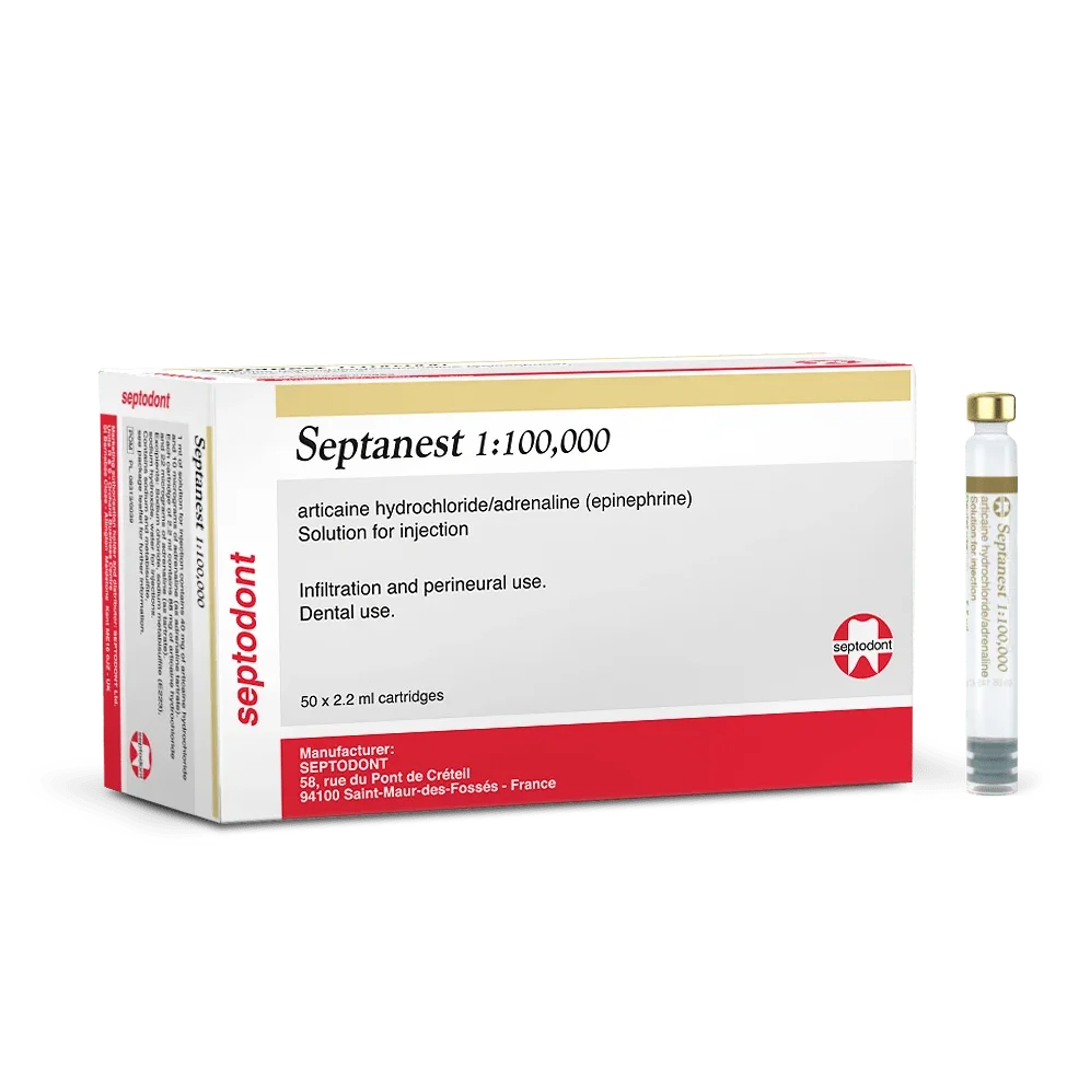 Picture of Septanest 1:100,000 (50 x 2.2ml cartridges) (epinephrine)