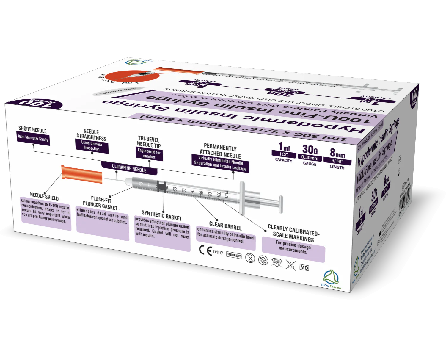 Picture of 1ML INSULIN SYRINGE 30G/8MM (100) 